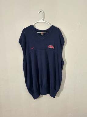 Nike Team Ole Miss Rebels V-Neck Sweater Vest Navy Blue Size XL